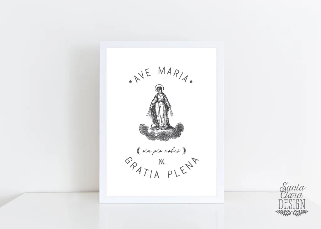 Ave Maria Catholic Art Print, Confirmation Gift, Hail Mary Print, Catholic Wall Art, Graduation Gift, First Communion, Wedding, Catholic Mom