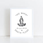 Ave Maria Catholic Art Print, Confirmation Gift, Hail Mary Print, Catholic Wall Art, Graduation Gift, First Communion, Wedding, Catholic Mom