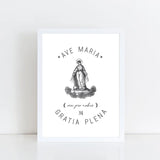 Ave Maria Catholic Art Print, Confirmation Gift, Hail Mary Print, Catholic Wall Art, Graduation Gift, First Communion, Wedding, Catholic Mom