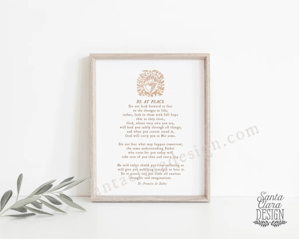 Be At Peace Prayer Of St. Francis De Sales Art Print Bestsellers