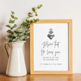 Believe He Loves You St. Elizabeth of the Trinity // Catholic Art Print // Confirmation Wedding Ordination Easter RCIA Poster