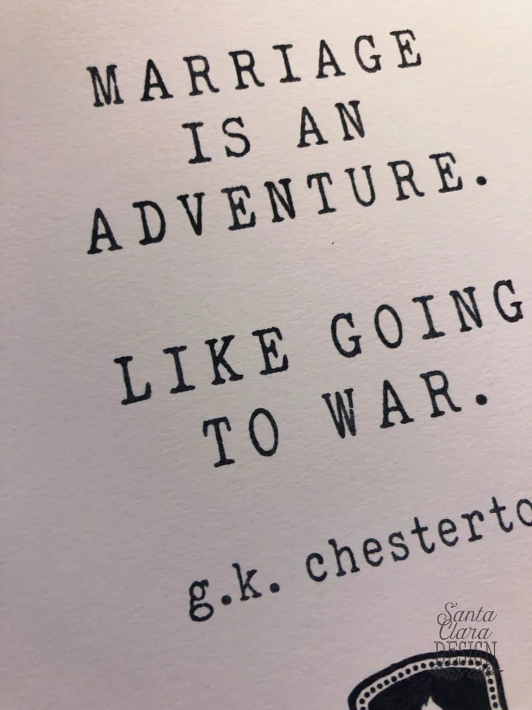 Chesterton &quot;Marriage Is An Adventure&quot; Quote Print | Catholic wall art | Marriage home decor | Religious inspirational catholic print