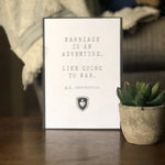 Chesterton &quot;Marriage Is An Adventure&quot; Quote Print | Catholic wall art | Marriage home decor | Religious inspirational catholic print