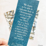 Christmas Advent Bookmark, 2-sided, St. Teresa of Calcutta prayer, Catholic bookmark, stocking stuffer, bookish Catholic, St Nicholas gift