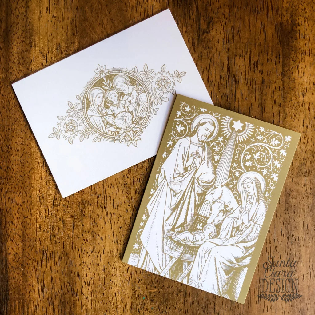 Christmas Card and envelope set - Set of 10 5x7 folded greeting cards - Catholic Christmas Cards - Advent card set - family gift cards