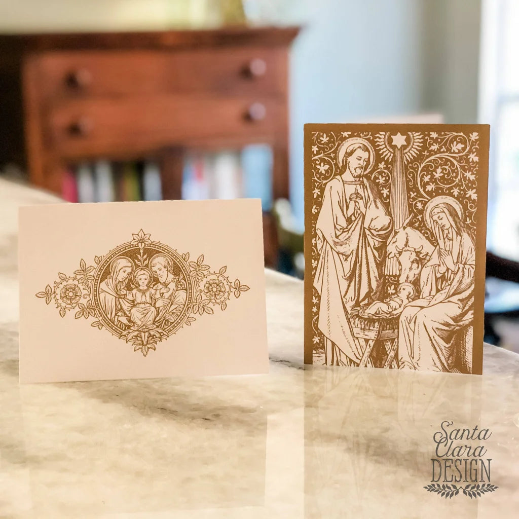 Christmas Card and envelope set - Set of 10 5x7 folded greeting cards - Catholic Christmas Cards - Advent card set - family gift cards