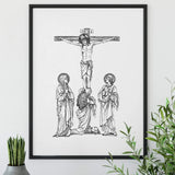 Crucifixion- Jesus, our Blessed Mother, Mary Magdalene & St. John, Catholic print, Lent Art, Good Friday Print, Lent decor, way of the cross