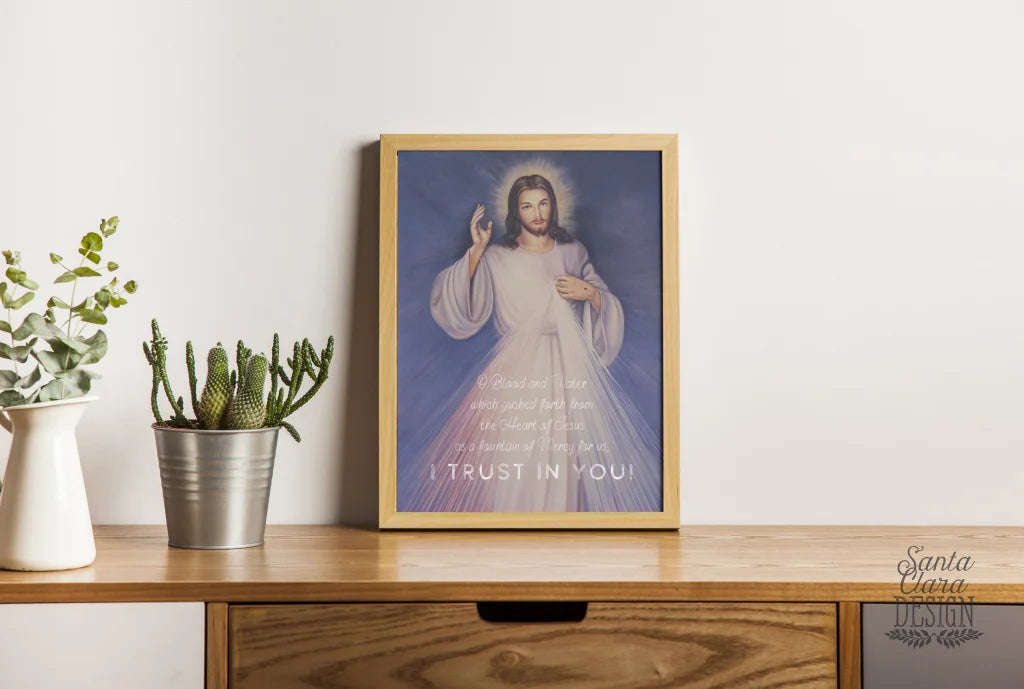 Divine Mercy Print &quot;Jesus I Trust in You&quot; Catholic Saint Quote, Confirmation Gift, Catholic Print, Wall Art, Saint Print, Catholic, Faustina