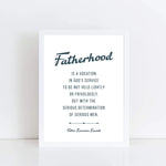 Fatherhood quote print, Fr. Lovasik Father&#39;s Day, gift for him, dad birthday, fathers day, wedding gift dad, prayer for dad, Catholic Dad