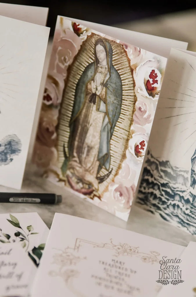 Guadalupe Notecard Set of 6 or 12 cards + envelopes - A2 side Catholic cards - Marian Catholic stationery for her, catholic gifts