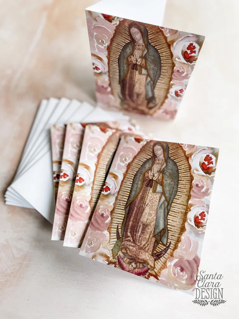 Guadalupe Notecard Set of 6 or 12 cards + envelopes - A2 side Catholic cards - Marian Catholic stationery for her, catholic gifts