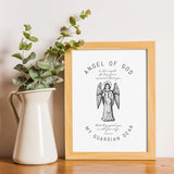 Guardian Angel Prayer Print | Catholic Print | Baby and Child Blessing Room Art