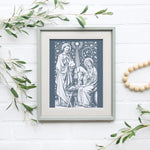 Holy Family Floral Nativity Print, Vintage Catholic Art, Catholic Art, Catholic gift, Christmas Decor, Catholic Nativity, Holy Family