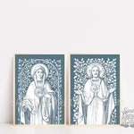 Copy Of Holy Heart Set Two Prints In Blue