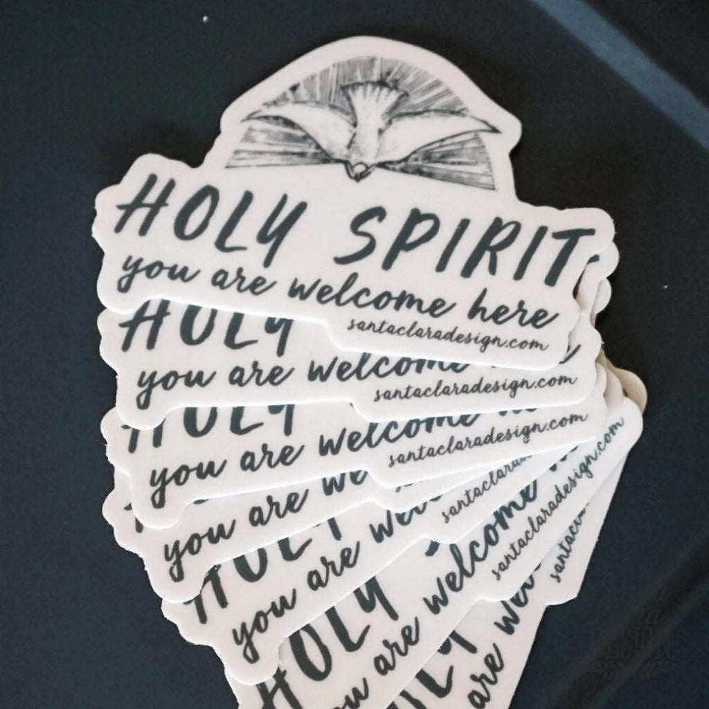 Holy Spirit You Are Welcome Here Sticker | Catholic Sticker for indoor/outdoor weatherproof | vinyl Decal sticker for laptop, car, tumbler