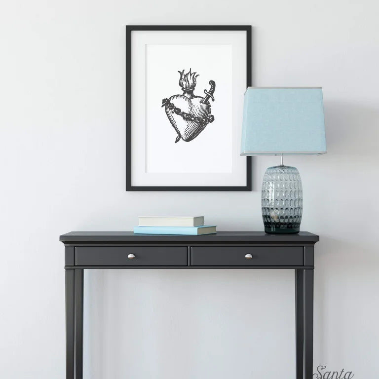 Immaculate Heart of Mary Print, Immaculate Heart art, Catholic art print, Heart of Mary wall art, Immaculate Heart sign, Marian print