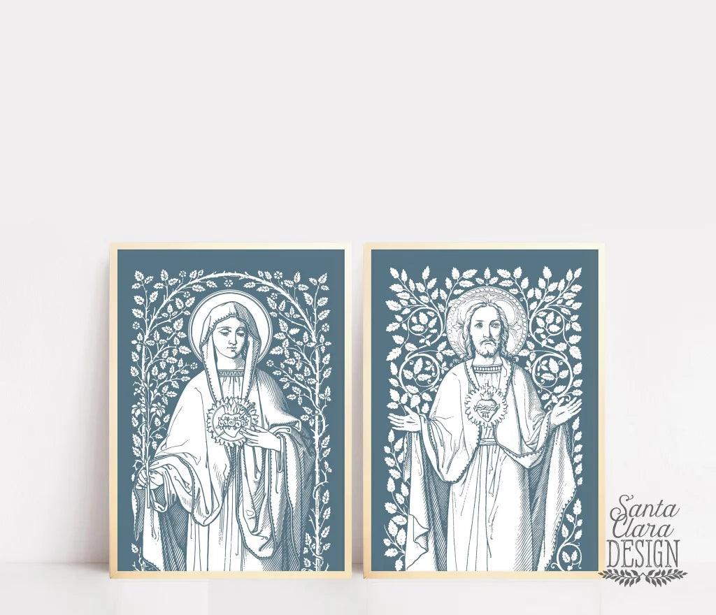 Immaculate Heart of Mary Floral Art Print, Heart of Mary vintage, Catholic art print, Catholic wall art, heart of Mary, Catholic inspiration