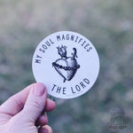 Immaculate Heart Decal &quot;My Soul Magnifies the Lord&quot; Catholic Marian Vinyl Sticker | indoor outdoor use | waterbottle laptop car faith decal