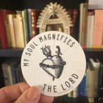 Immaculate Heart Decal &quot;My Soul Magnifies the Lord&quot; Catholic Marian Vinyl Sticker | indoor outdoor use | waterbottle laptop car faith decal