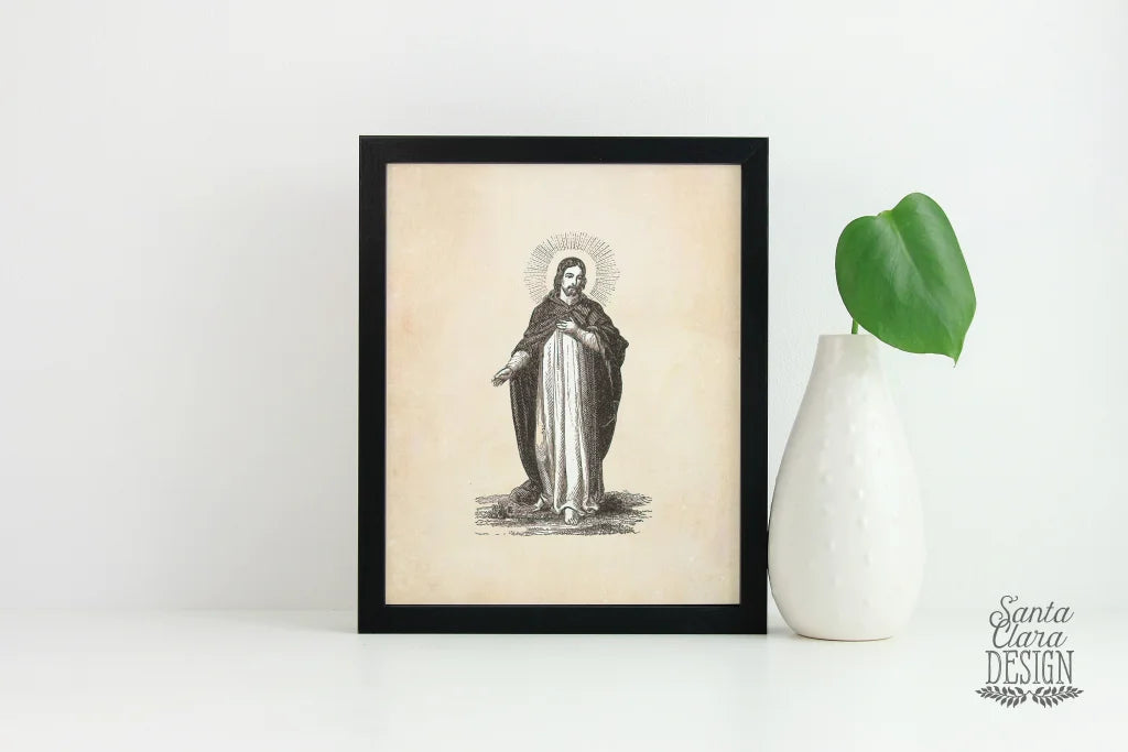 Jesus "I Am With You Always" Catholic print, Christian Art, Religious Faith Print, prayer poster decor, home altar print, prayer art