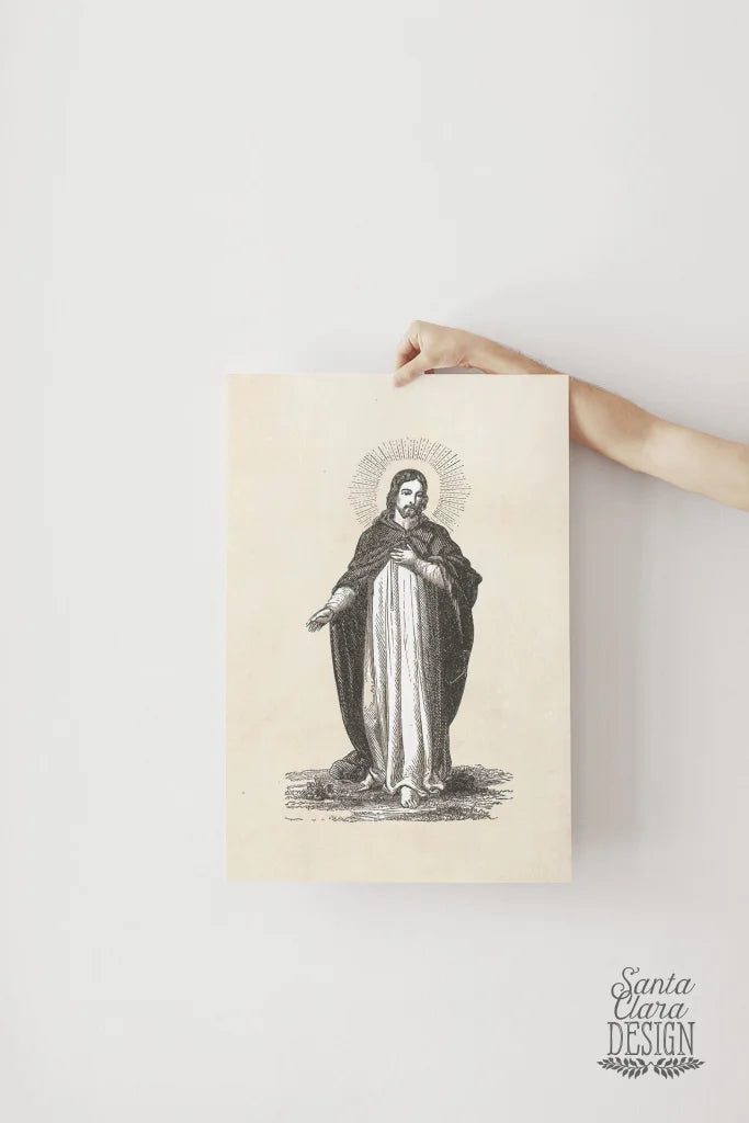 Jesus "I Am With You Always" Catholic print, Christian Art, Religious Faith Print, prayer poster decor, home altar print, prayer art