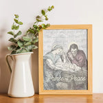 Jesus, Mary and Joseph Nativity Art Print | Christmas Advent Catholic Poster | Marian Decor | Blessed Mother & Christ Child