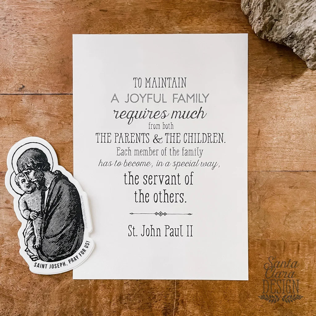 Joyful Family Jpii Print And St. Joseph Sticker Bundle