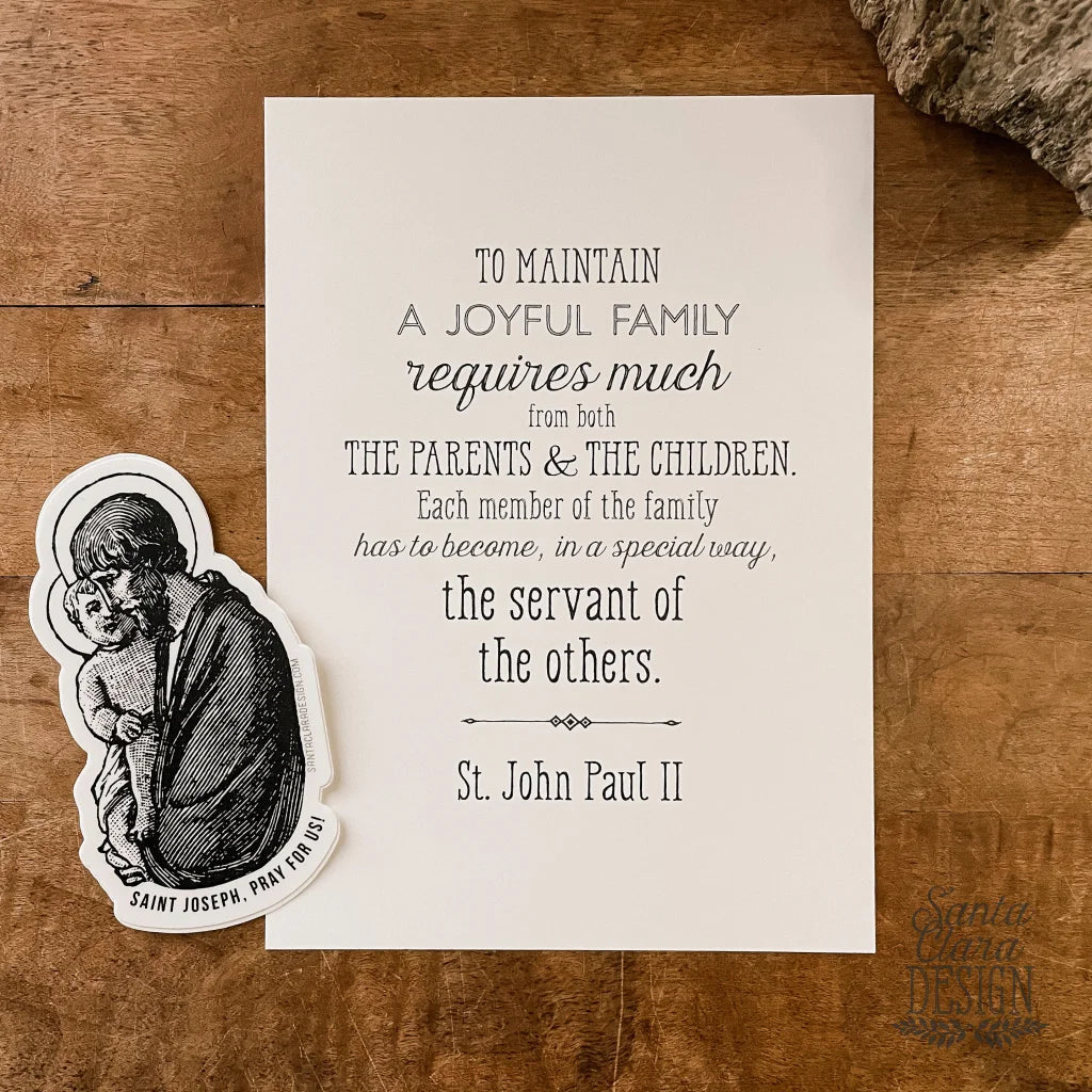 Joyful Family Jpii Print And St. Joseph Sticker Bundle