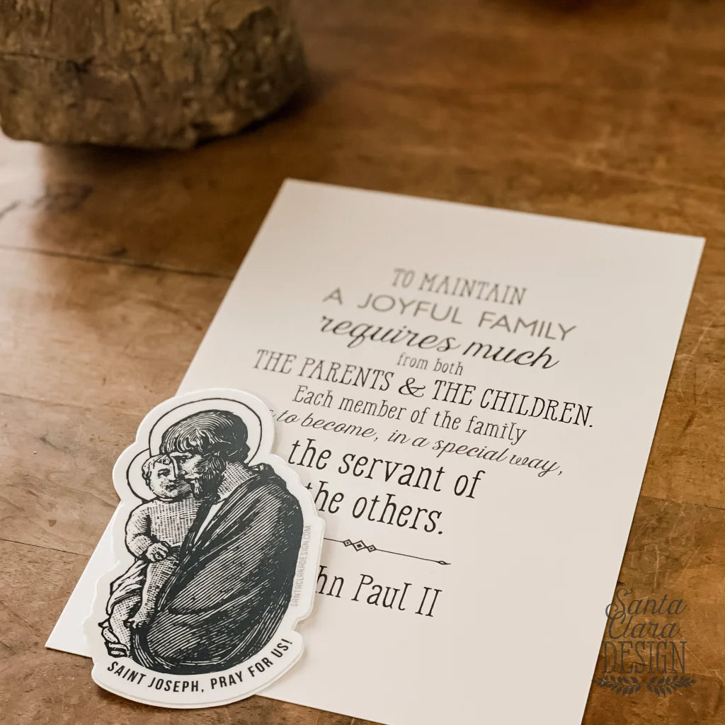 Joyful Family Jpii Print And St. Joseph Sticker Bundle