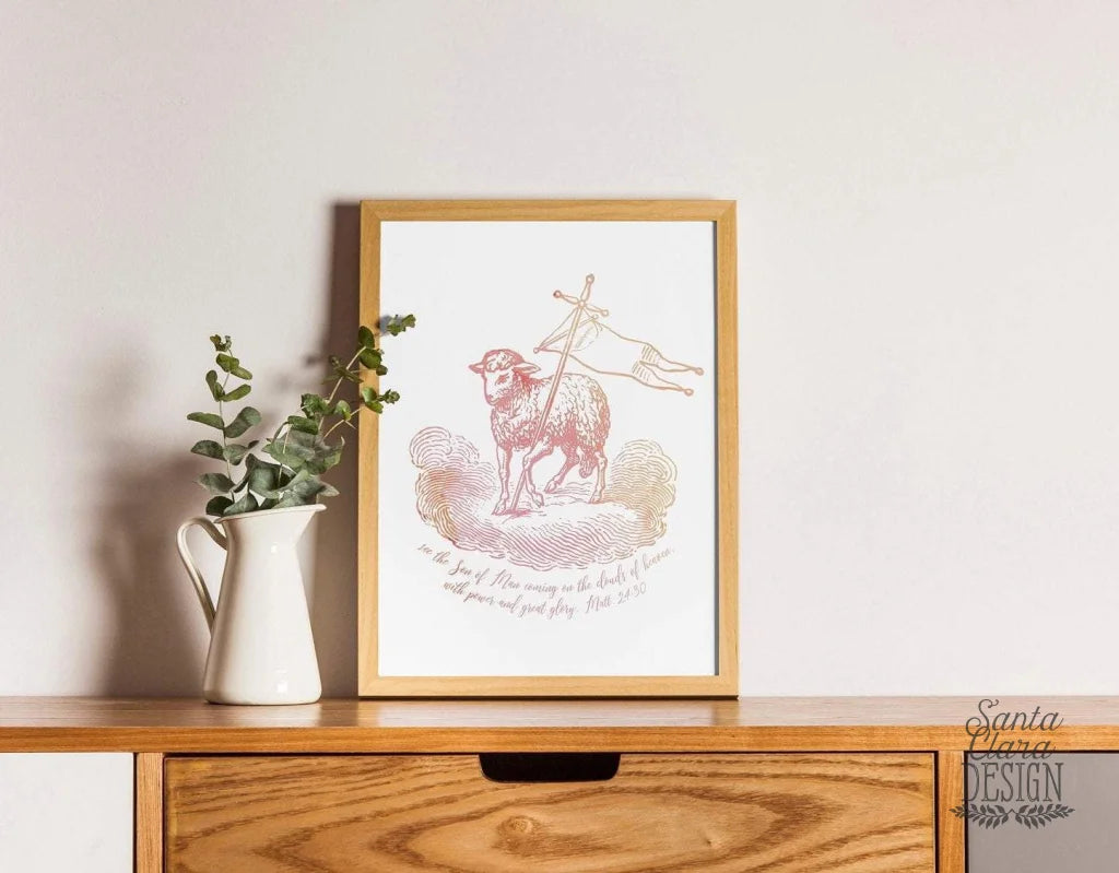 Lamb of God Easter Art Print | Easter Catholic Poster  |  RCIA Confirmation Baptism Gift | Easter Decor | Spring Print 5x7, 8x10