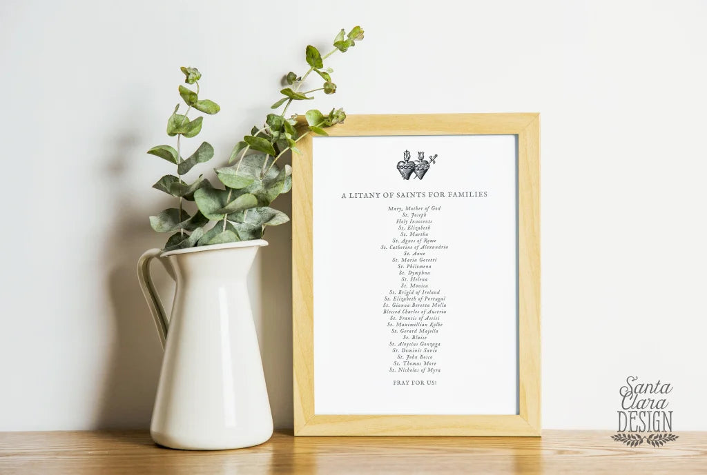 Litany of Saints for Families, Family Prayer Print, Domestic Church, Catholic home, litany saints for home, Holy Family, Catholic wall art