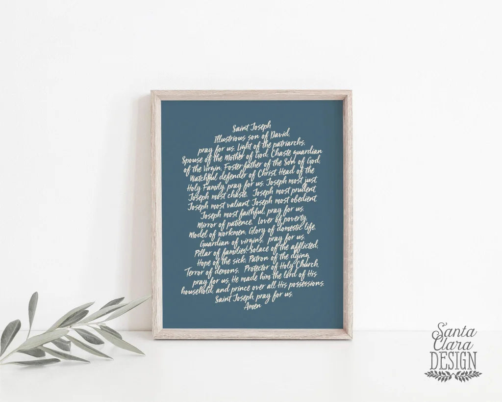 Litany Saint Joseph Prayer Print, St. Joseph Consecration, Confirmation Gift, Catholic home gift, Father of Jesus, Holy Family, Catholic Art