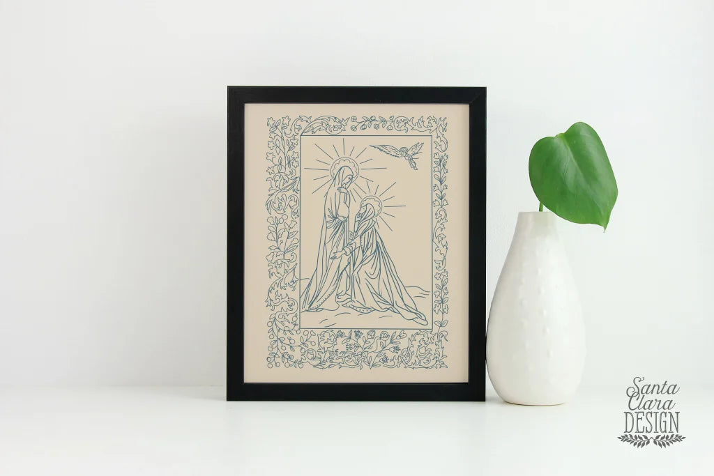 Mary and St. Elizabeth at the Visitation, Marian art, Magnificat, Easter decor, Catholic decor, Catholic art print, Confirmation gift