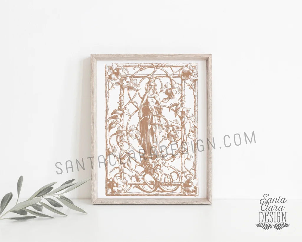 Mary Gate of Heaven, Catholic Art Print, Jesus Mary Art Print, Catholic Christmas Decor, Advent, confirmation, vintage art, Marian art