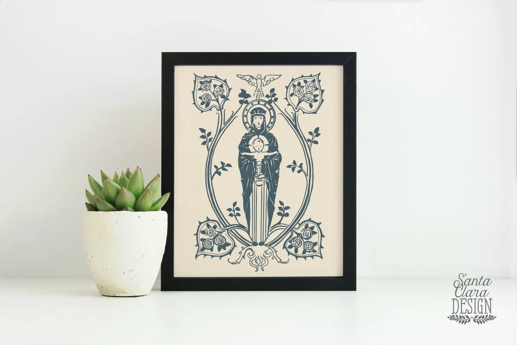 Mary, stem of Jesse, Advent, Christmas, Catholic Art, Catholic Gift, Marian art, Mary and child, Advent decor, Catholic decor, Advent print