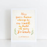 May Your Home Always Be Too Small Irish Toast, St. Patricks Day, Catholic art, Irish Print, Catholic, House blessing, Housewarming gift