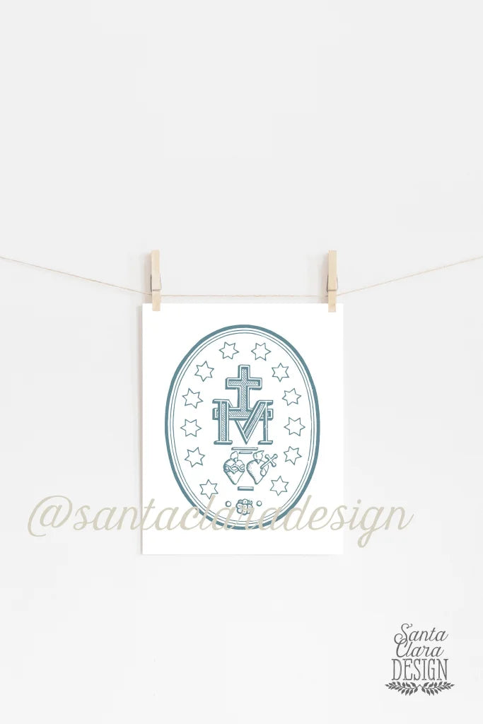 Miraculous Medal Art Print, Marian Art, Catholic Gift, Catholic Art, Catholic Gift, Mary Print, Lent art, Lenten print, Marian consecration