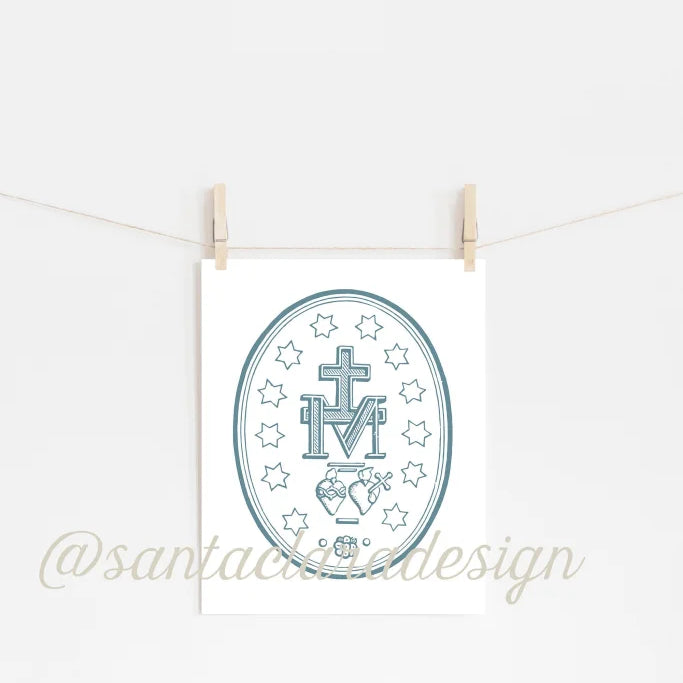 Miraculous Medal Art Print, Marian Art, Catholic Gift, Catholic Art, Catholic Gift, Mary Print, Lent art, Lenten print, Marian consecration