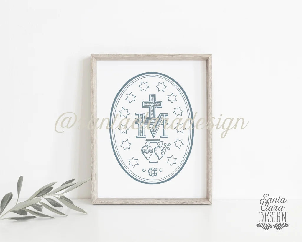 Miraculous Medal Art Print, Marian Art, Catholic Gift, Catholic Art, Catholic Gift, Mary Print, Lent art, Lenten print, Marian consecration