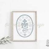 Miraculous Medal Art Print, Marian Art, Catholic Gift, Catholic Art, Catholic Gift, Mary Print, Lent art, Lenten print, Marian consecration