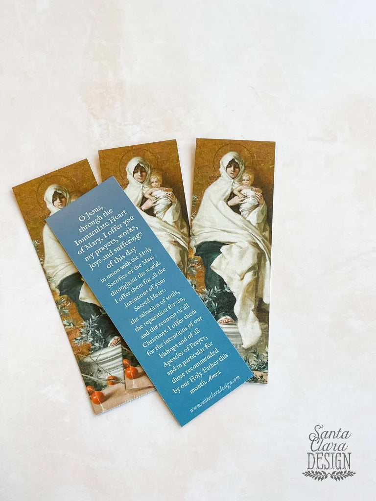 Morning Offering Mary Bookmark Set, Marian 2-sided bible prayer bookmark, Catholic book club gift, stocking stuffer, bookish, St Nicholas