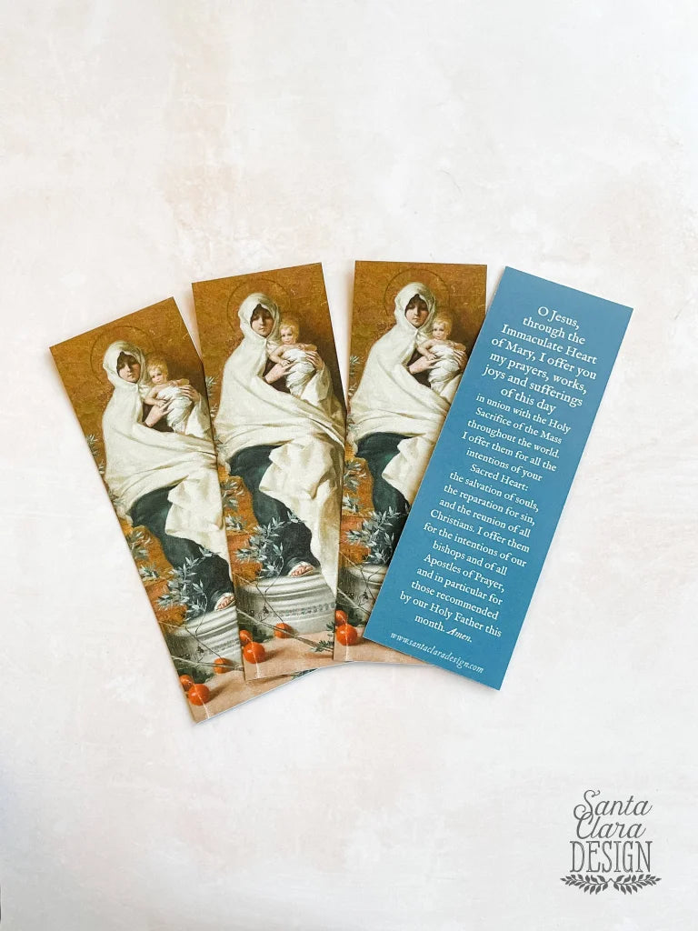 Morning Offering Mary Bookmark Set, Marian 2-sided bible prayer bookmark, Catholic book club gift, stocking stuffer, bookish, St Nicholas