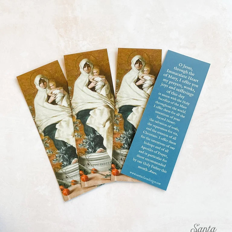 Morning Offering Mary Bookmark Set, Marian 2-sided bible prayer bookmark, Catholic book club gift, stocking stuffer, bookish, St Nicholas