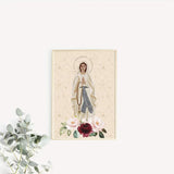 Our Lady of Lourdes Marian Art Print, Hail Mary print, Marian Consecration gift, Blessed Mother poster, Marian poster, catholic, Rosary art