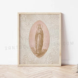 Mary, Our Lady of Lourdes Medallion Print, Marian Art, Mary Consecration gift, Blessed Mother poster, Catholic Rosary art, Prayer altar