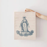 Our Lady of the Rosary Mary Art Print, Hail Mary print, Marian Catholic Art, Blessed Mother poster, Marian poster, catholic art, Rosary art