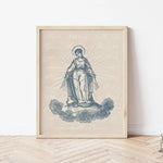 Our Lady of the Rosary Mary Art Print, Hail Mary print, Marian Catholic Art, Blessed Mother poster, Marian poster, catholic art, Rosary art