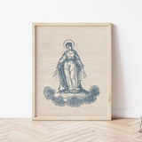 Our Lady of the Rosary Mary Art Print, Hail Mary print, Marian Catholic Art, Blessed Mother poster, Marian poster, catholic art, Rosary art