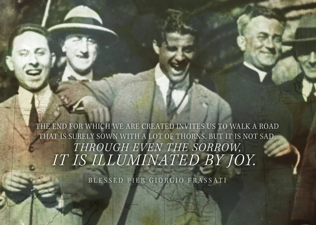 Blessed Pier Giorgio Frassati Print, &quot;Illuminated by Joy&quot;, Frameable Catholic Art, Frassati Quote, Confirmation Gift, Catholic, Gift for him