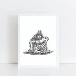 Pieta Blessed Mother Mary holding Jesus Art Print, Catholic art print, Lent Art, Good Friday Lenten Art Print